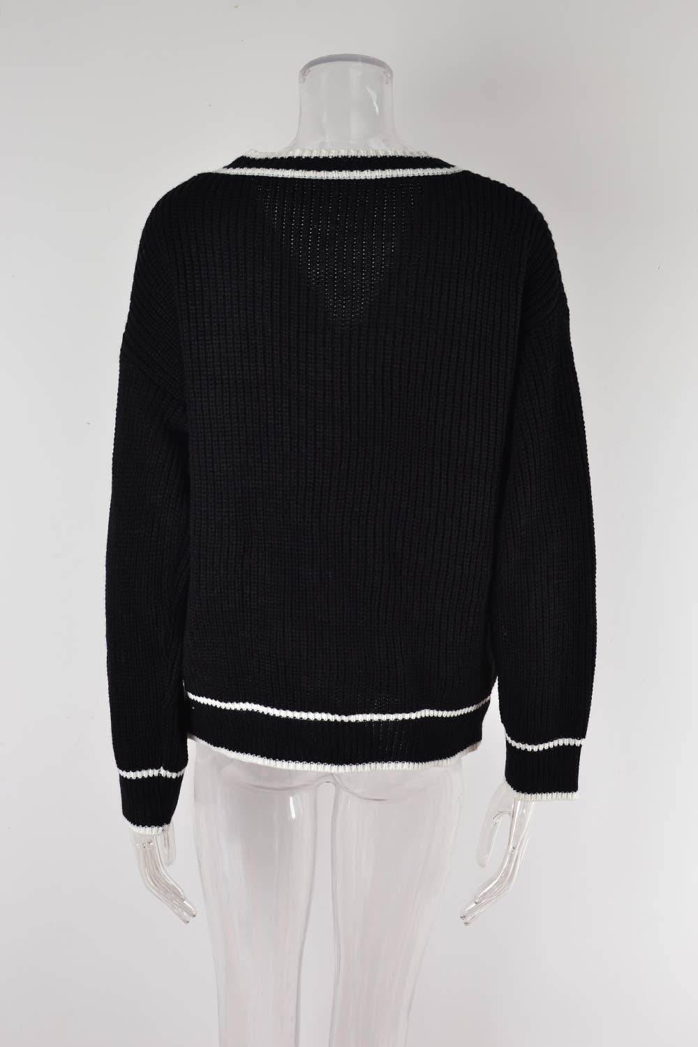 COLOR MATCHING POCKET COAT V-NECK SWEATER LADY