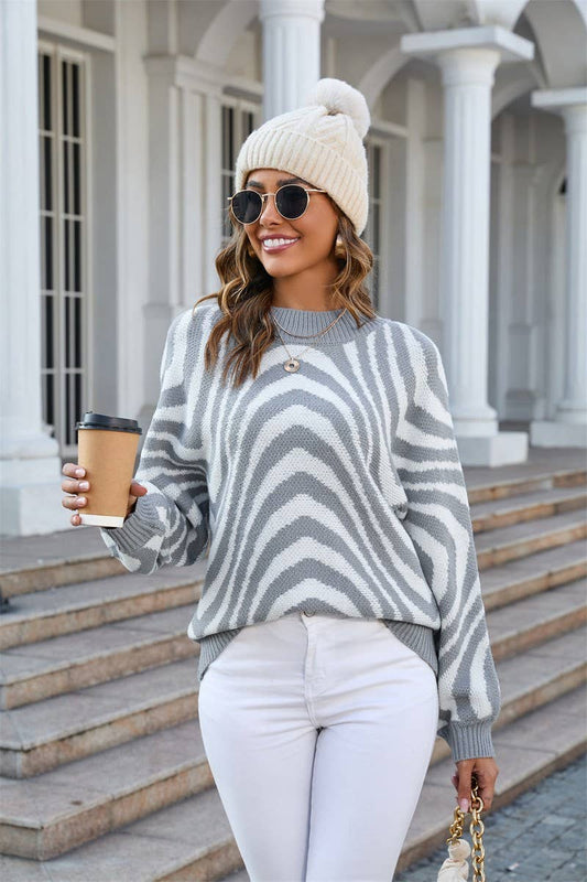 CWOSWL1676_Crew Neck Long Sleeve Pullover Sweater