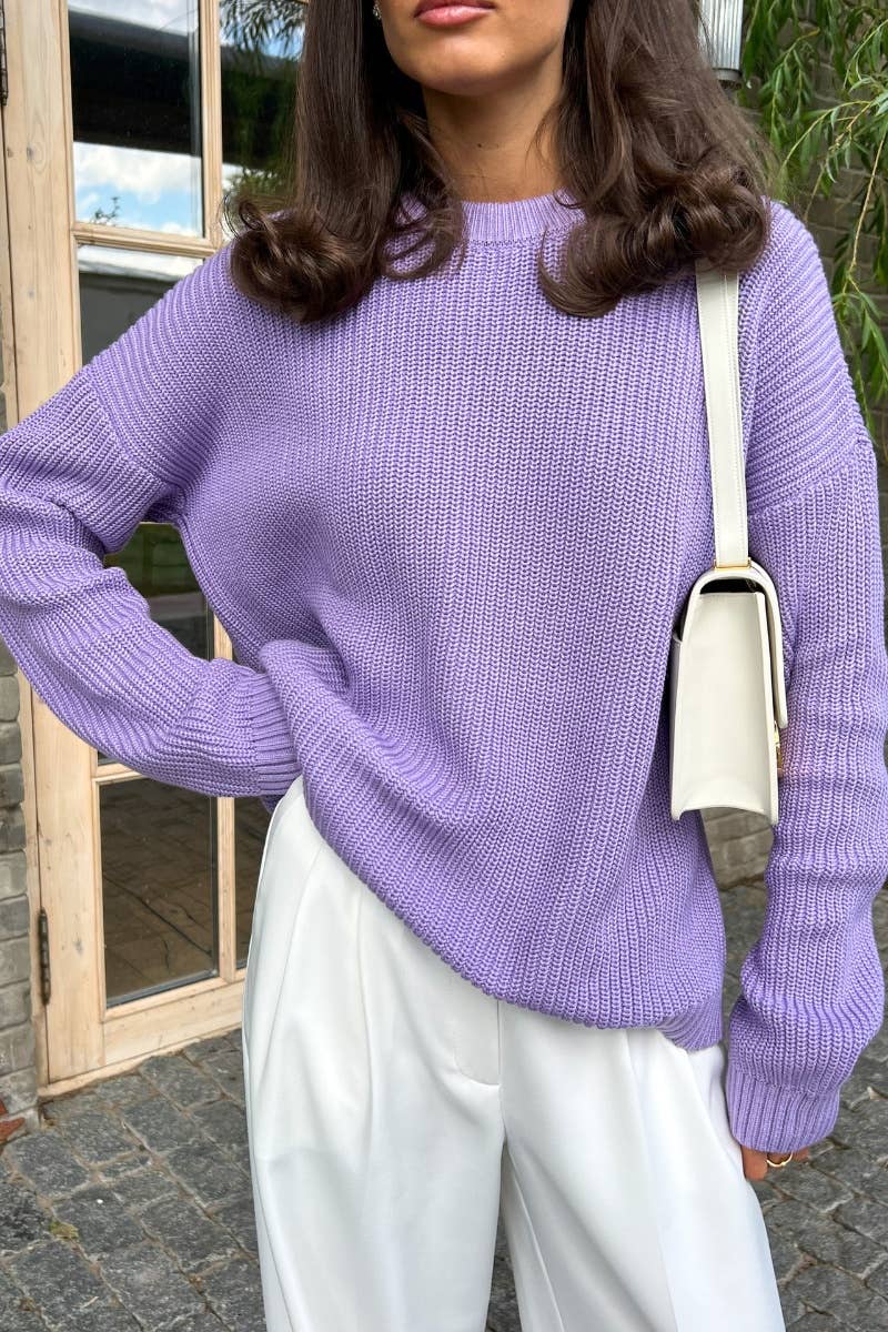 CWOSWL6640_WINTER KNIT CREW NECK LONG-SLEEVED SWEATER