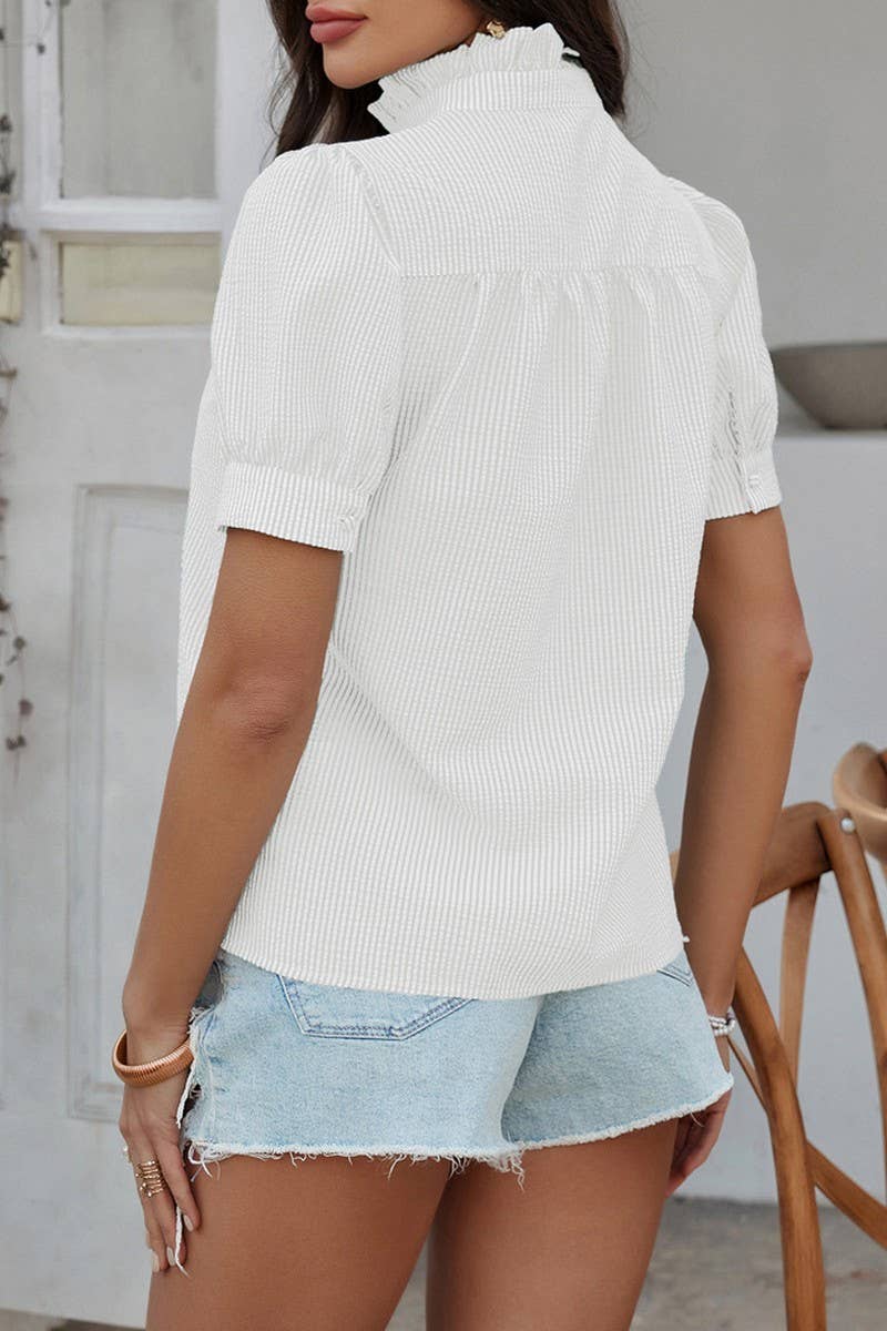 CWTBLS1579_CASUAL SOLID COLOR BUTTON-DOWN SHORTSLEEVED SHIRT