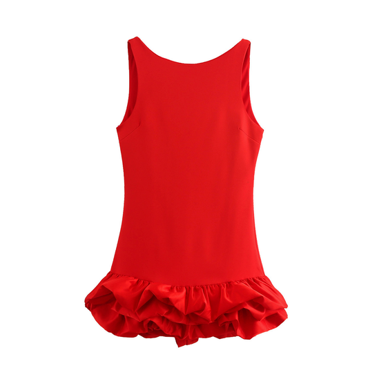 Chic Ruffle Accent Dress - French Design Dress
