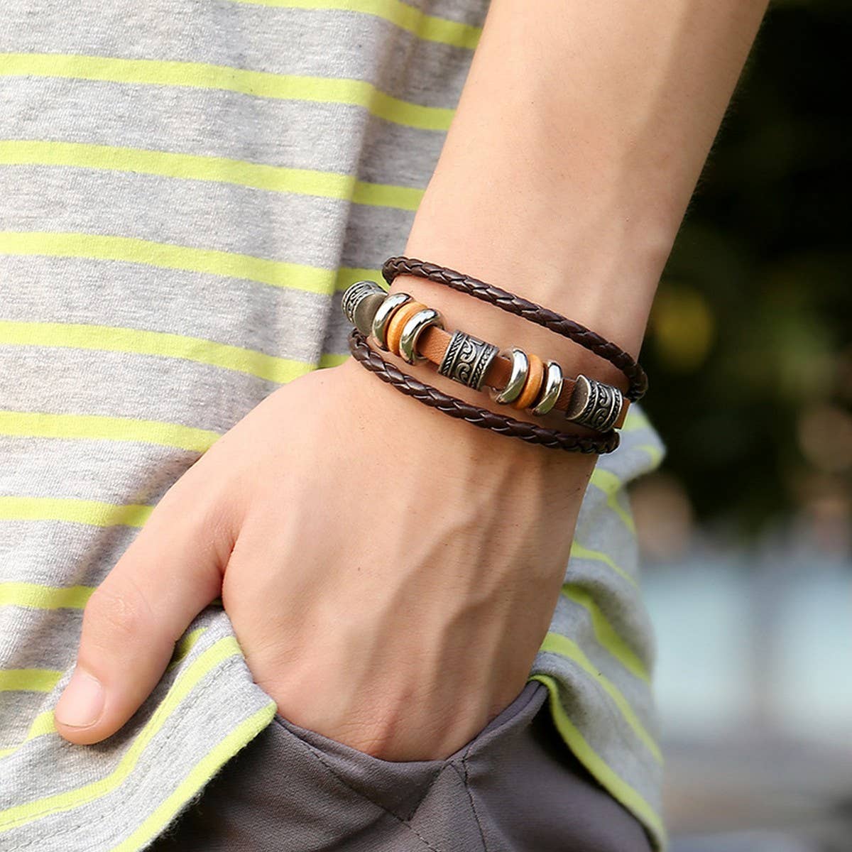 SIMPLE HAND-BEADED MULTI-LAYER LEATHER BRACELET_CWMM4460