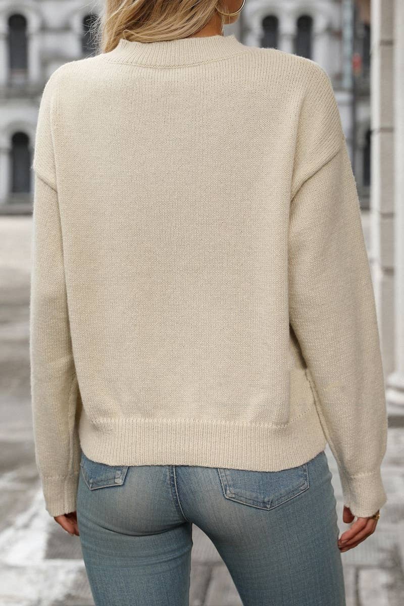 CWOSWL6515_KNITTED LOVE PATCHWORK LONG-SLEEVED SWEATER