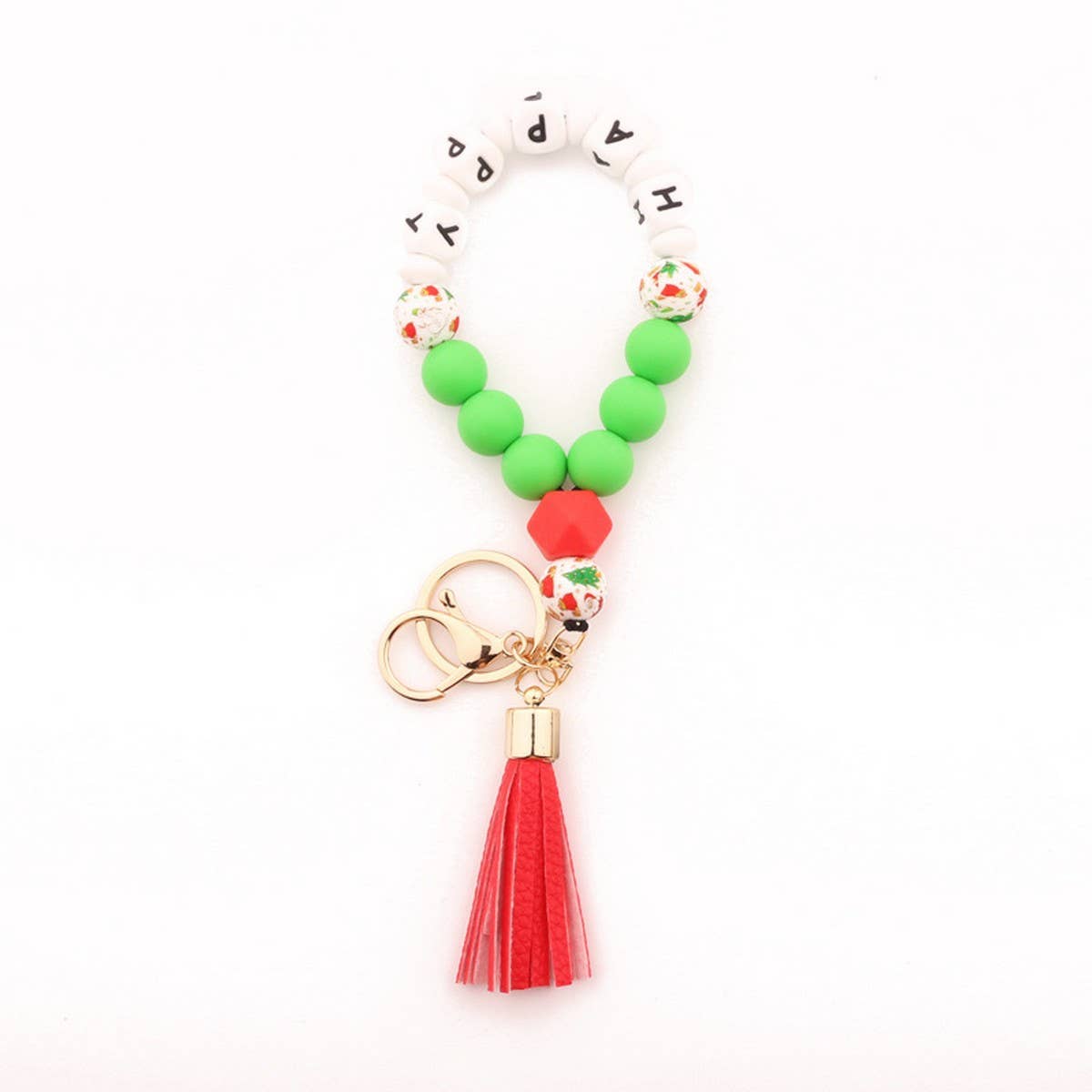 Personalized Christmas Gift Silicone Bead Keychain_CWMM7008