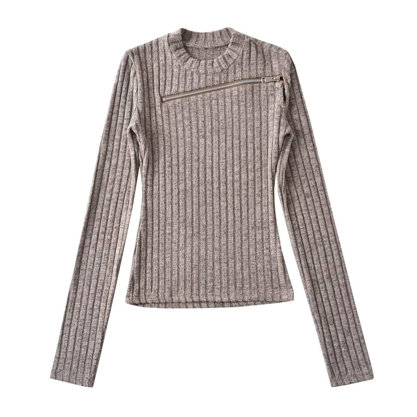 CUT-OUT TOP WITH A DIAGONAL ZIPPER ON THE CHEST