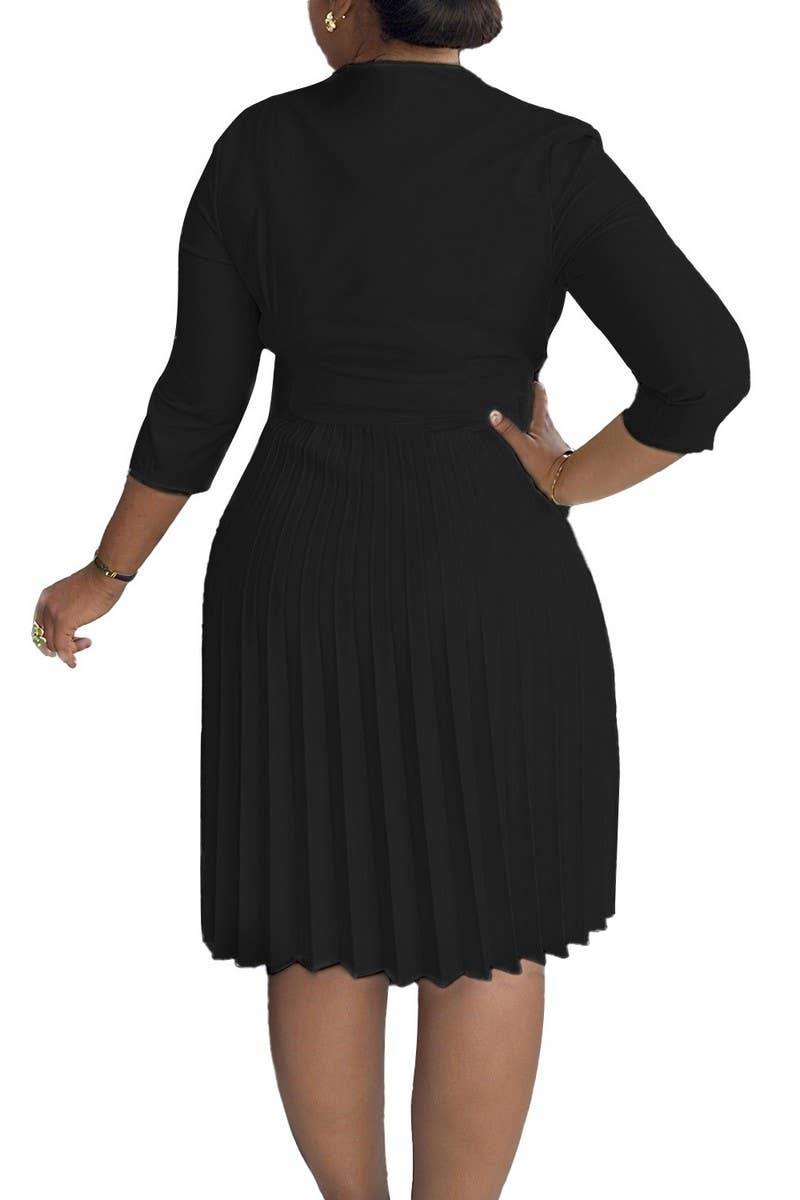 CWDMD01254_2025 WOMEN BLAZER COLLAR 3/4 SLEEVE ELEGANT DRESS