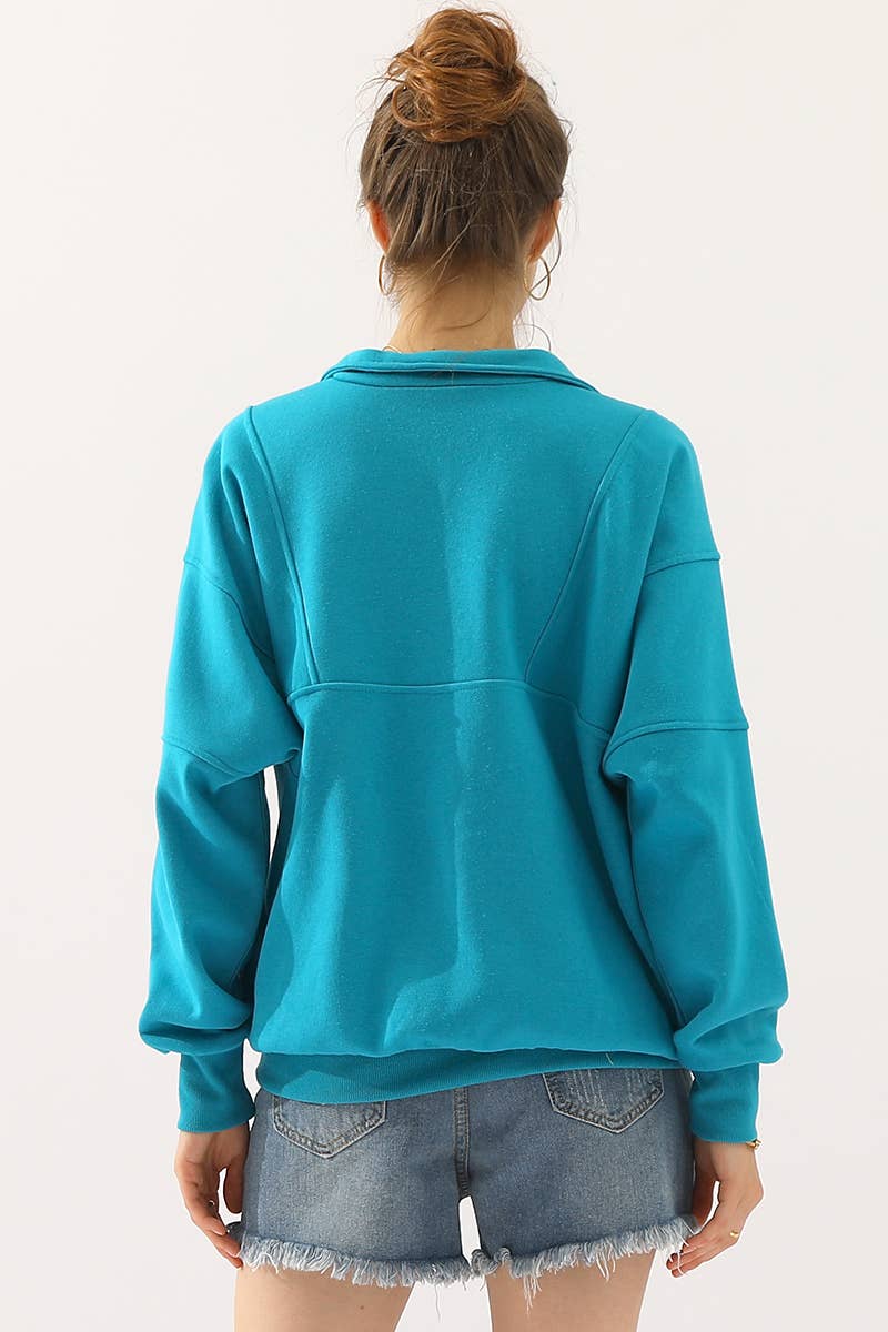 CWTTL900-P_PLUS HALF ZIP UP SWEATSHIRT WITH KANGAROO POCKET