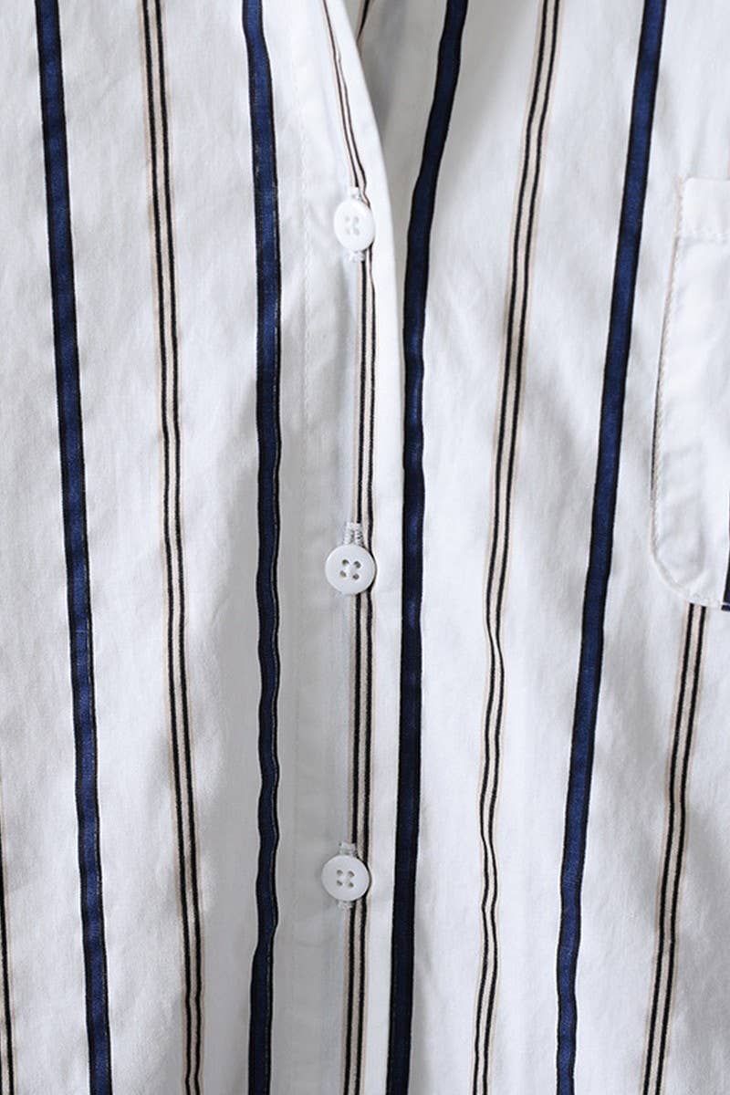 CWTSTL2247_STRIPED COTTON LOOSE CASUAL SHIRT TOP