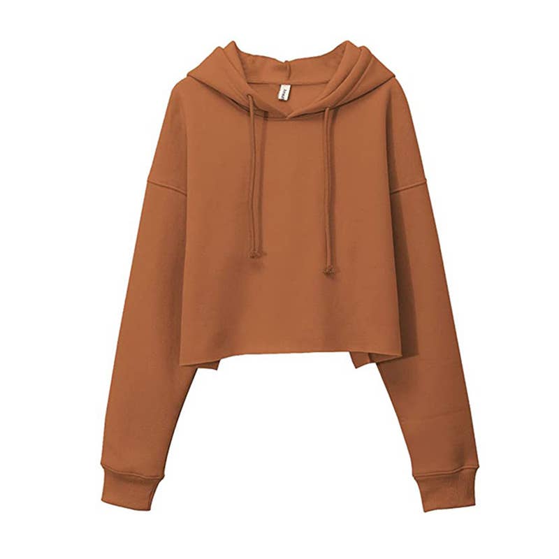 Fleece solid color sporty hooded sweatshirt