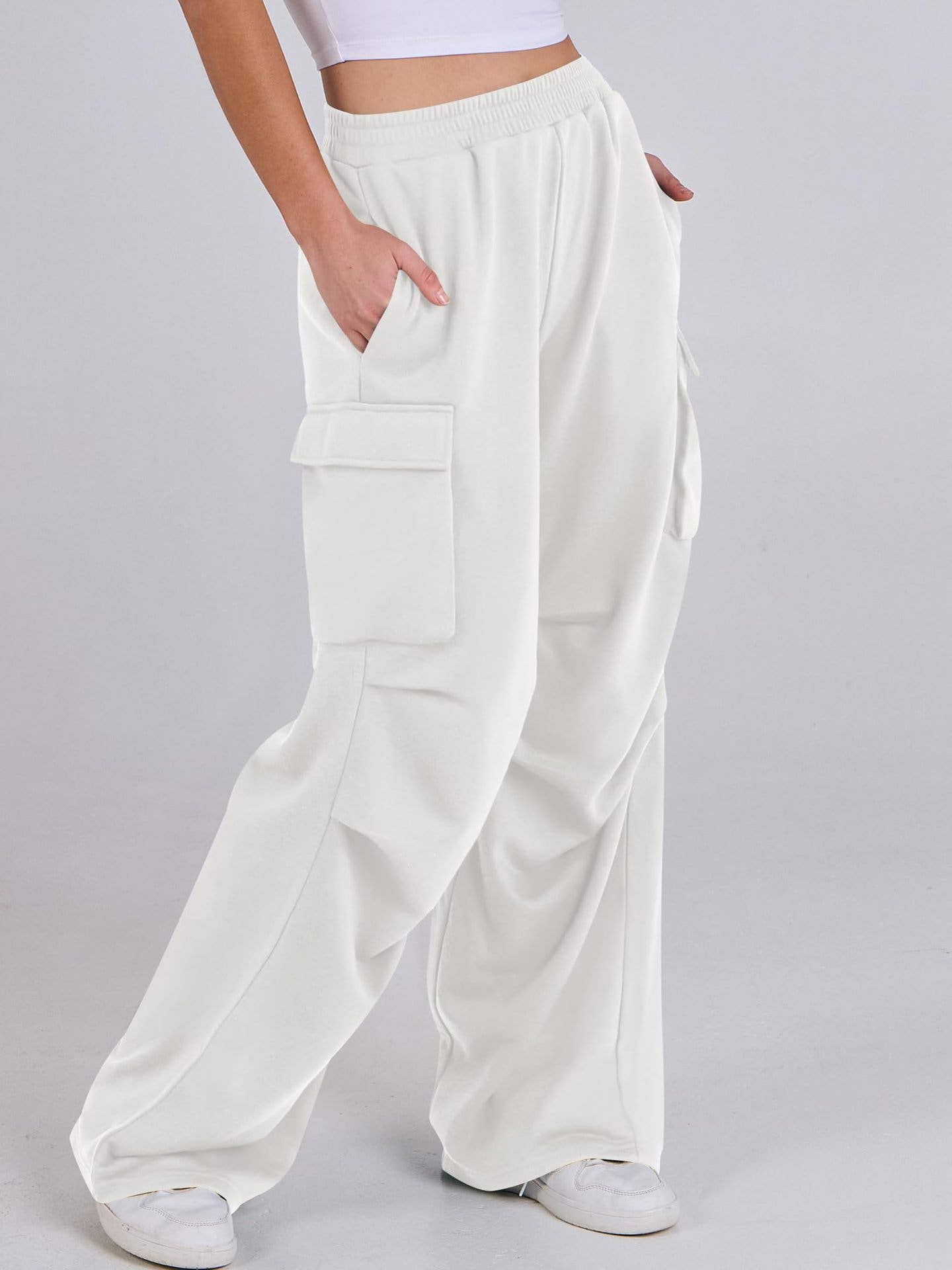 BAGGY STRAIGHT WIDE LEG ELASTIC WAIST OVERALLS
