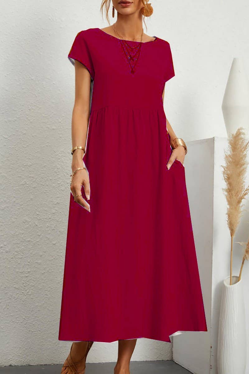 CWDMD5451_SOLID COLOR SLEEVELESS LOOSE POCKET DRESS