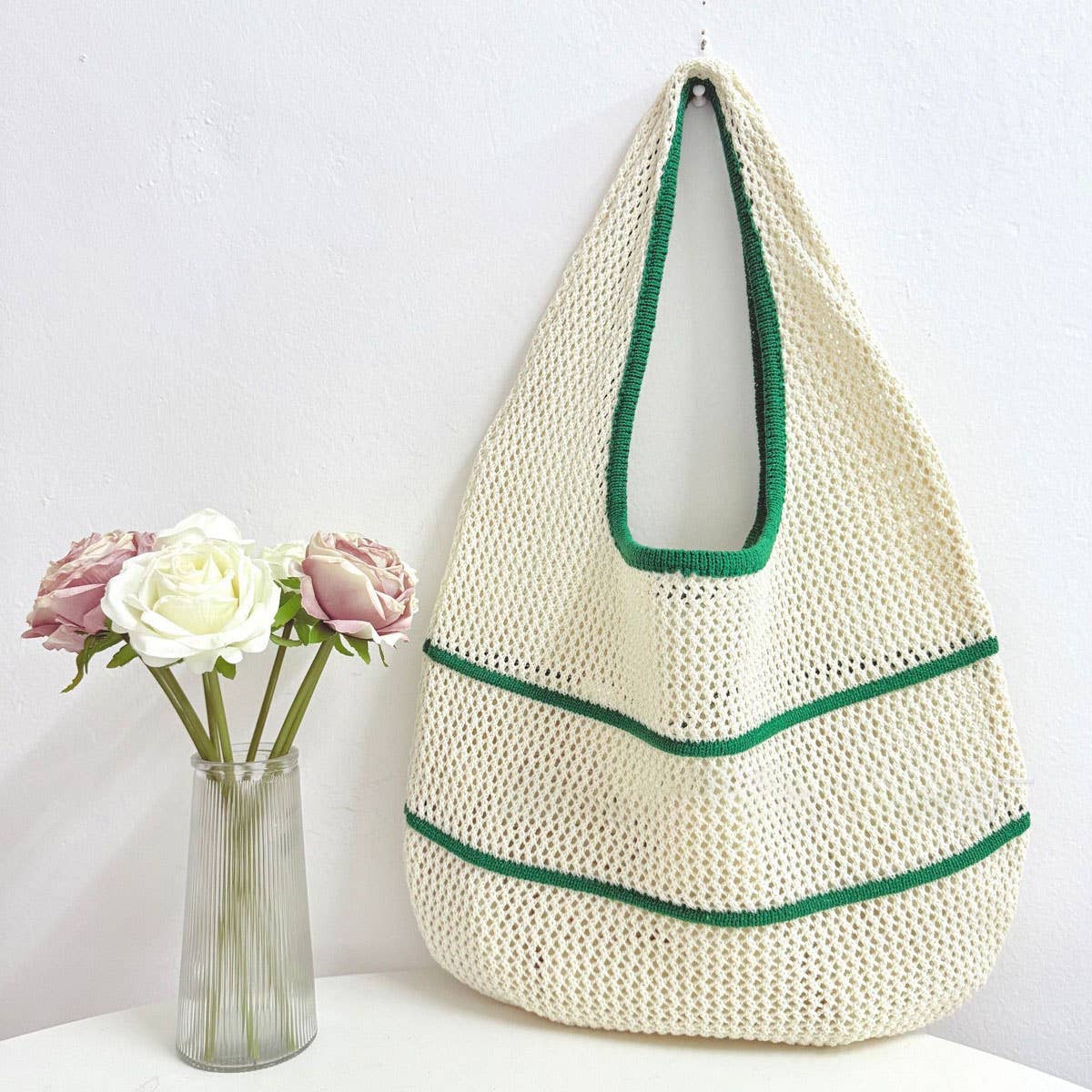 CUAB00634_DOPAMINE KNIT MESH SHOULDER BAG SUMMER HANDBAG