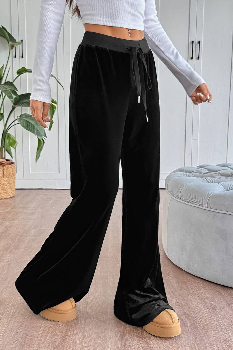 CWBLP2152_VELVET FLARE HIGH WAIST DRAPED PANTS