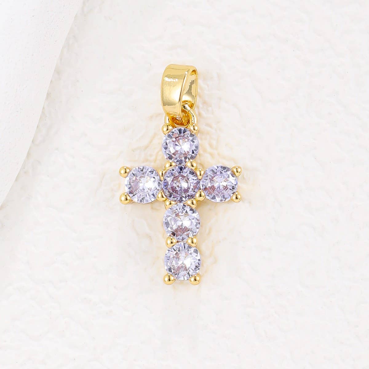 Colorful Zircon December Cross Pendant Necklace