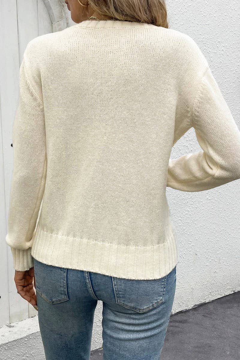 CWTTL1973_SOLID COLOR SIMPLE HIGH-END CASUAL KNITTED SWEATER