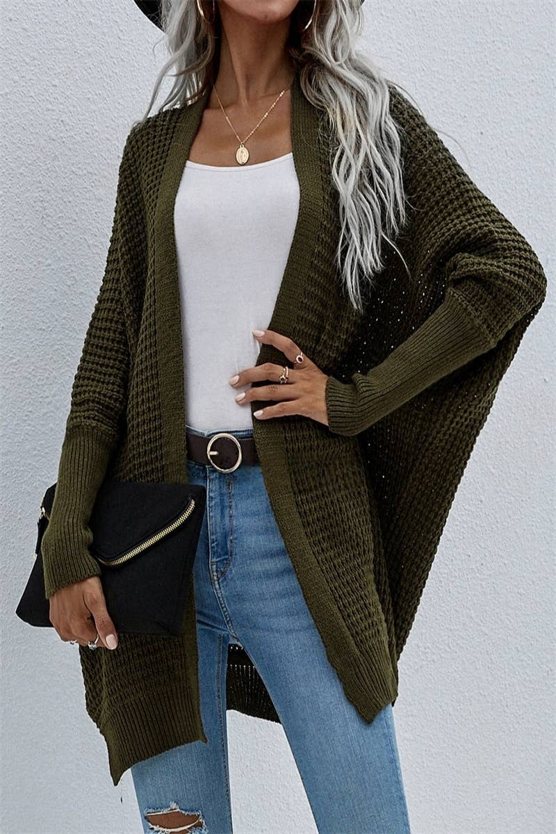 CWOCAL372 Oversized Open Front Casual Cardigan Sweater