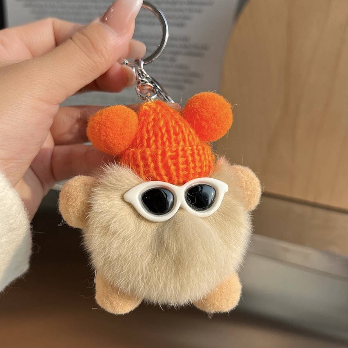 CUTE RABBIT FUR BRIQUETTES CAR KEYCHAIN PENDANT