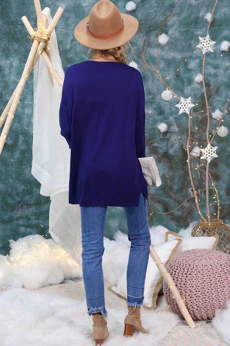 CWOSWL1827_LOOSE FIT WITH POCKET SWEATER CARDIGAN