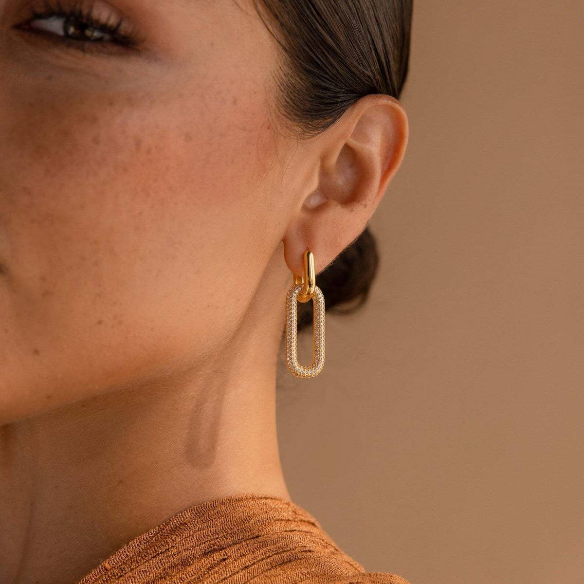 High-end micro-inlaid zircon pendant earrings