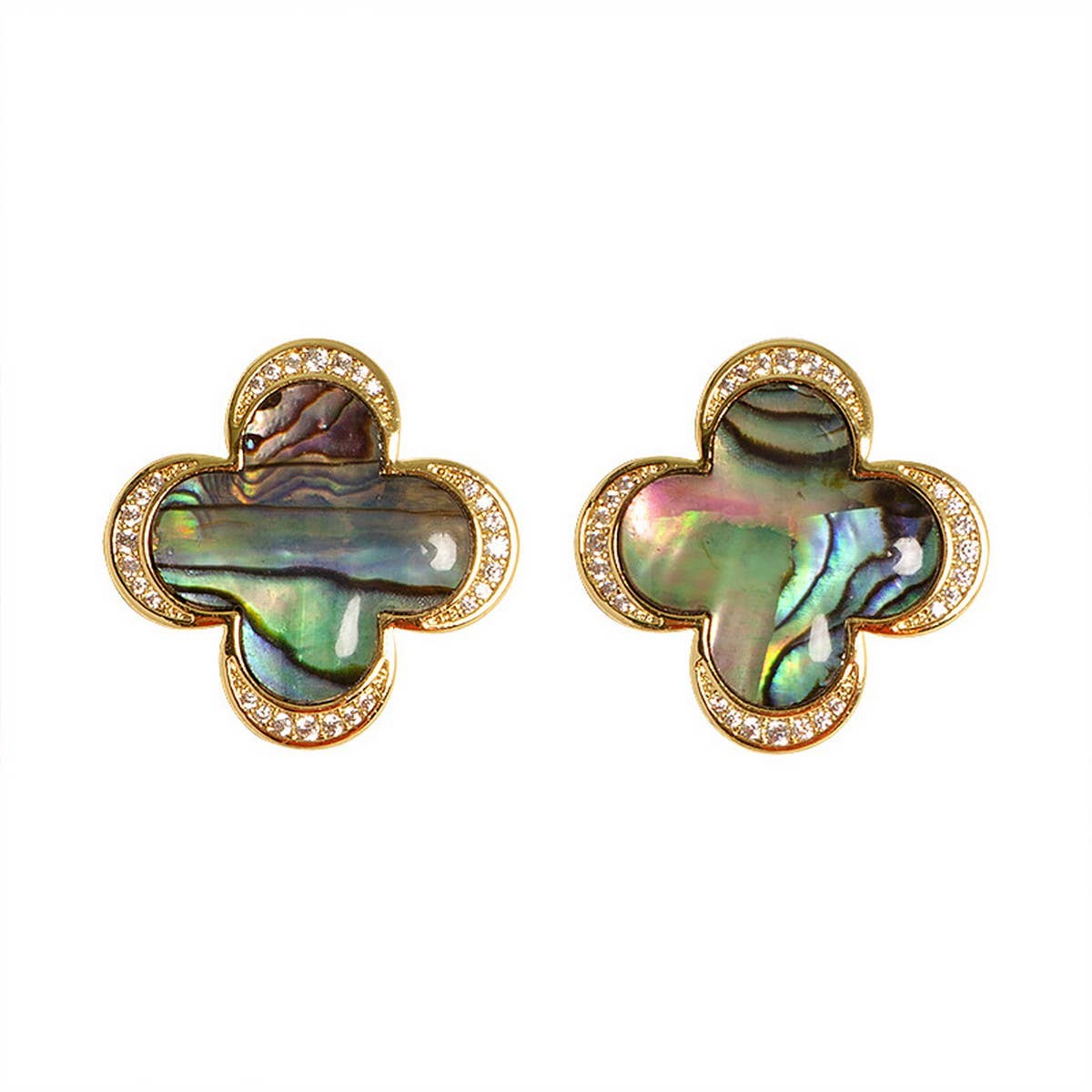 NATURAL ABALONE SILVER NEEDLE EARRINGS