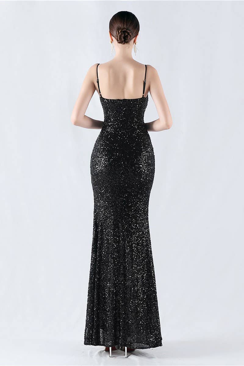 CWDMD4825_ELEGANT SEXY HIGH-SLIT SLING EVENING DRESS