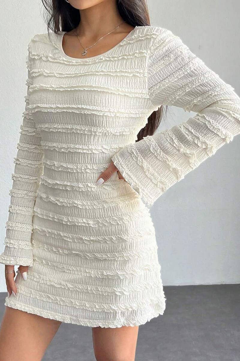 CWDSD8301_SEXY JACQUARD KNIT STRETCH BACKLESS SHORT DRESS