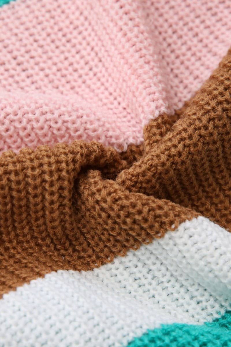 CWOSWS0141_COLORBLOCK U-NECK DOPAMINE KNIT TOP