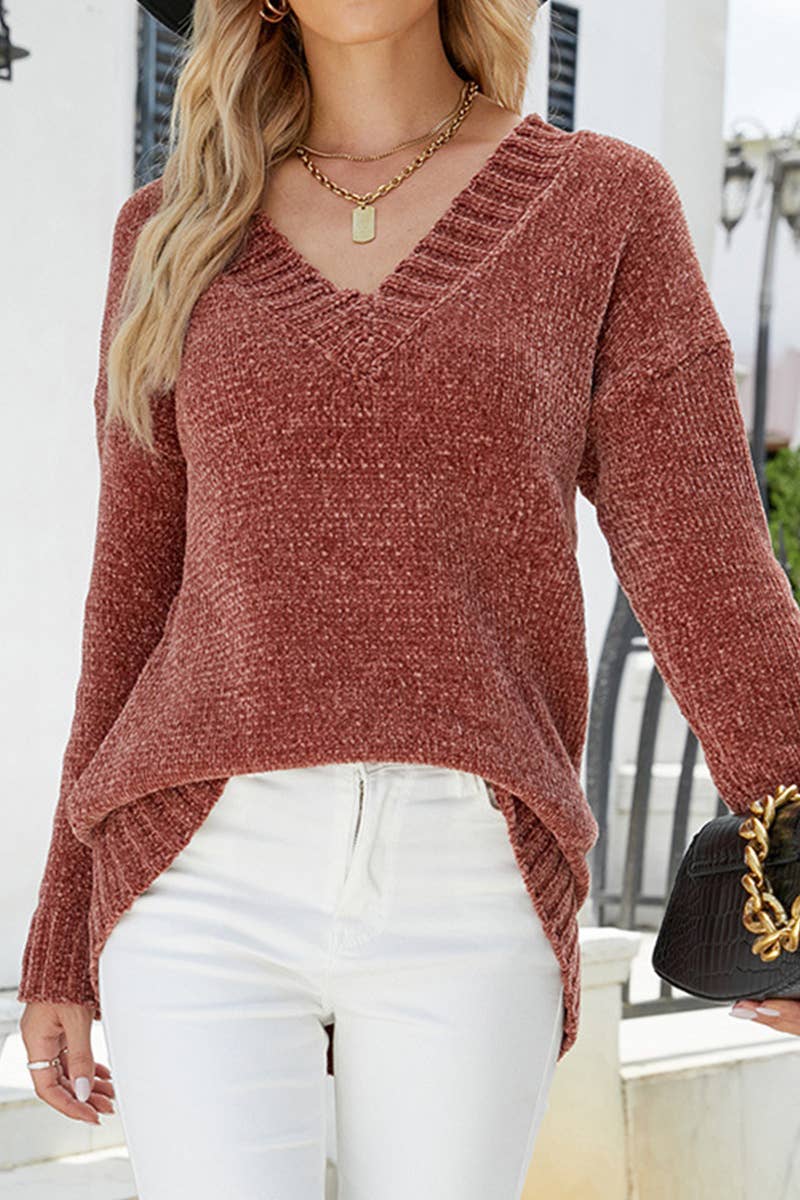 CWOSWL614 Oversized Off Shoulder Crew Neck Pullover  Sweater