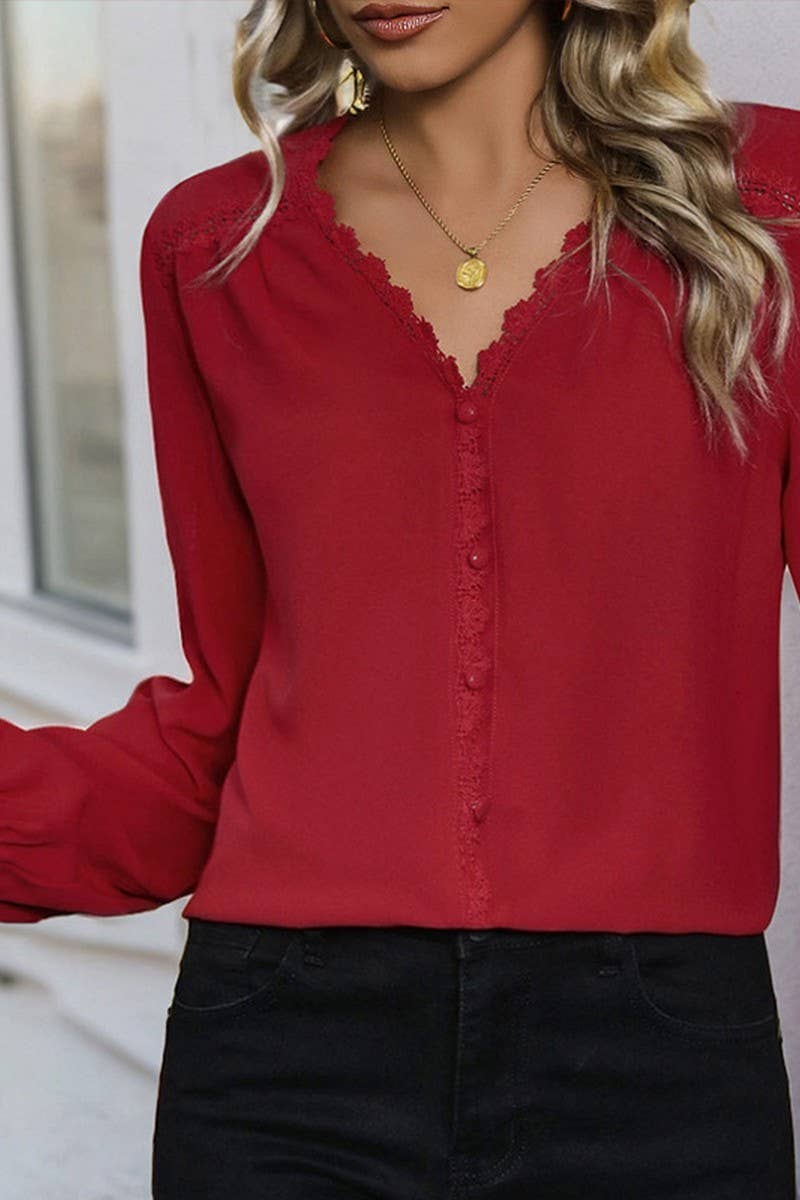 CWTBLL00728_V-NECK COMMUTER LONG-SLEEVED SHIRT