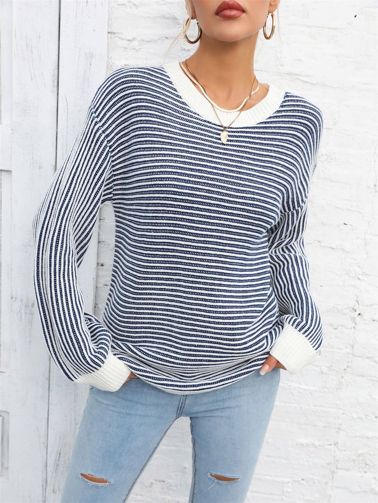 CWOSWL1037_Casual Crew Neck Pullover Long Sleeve Sweater