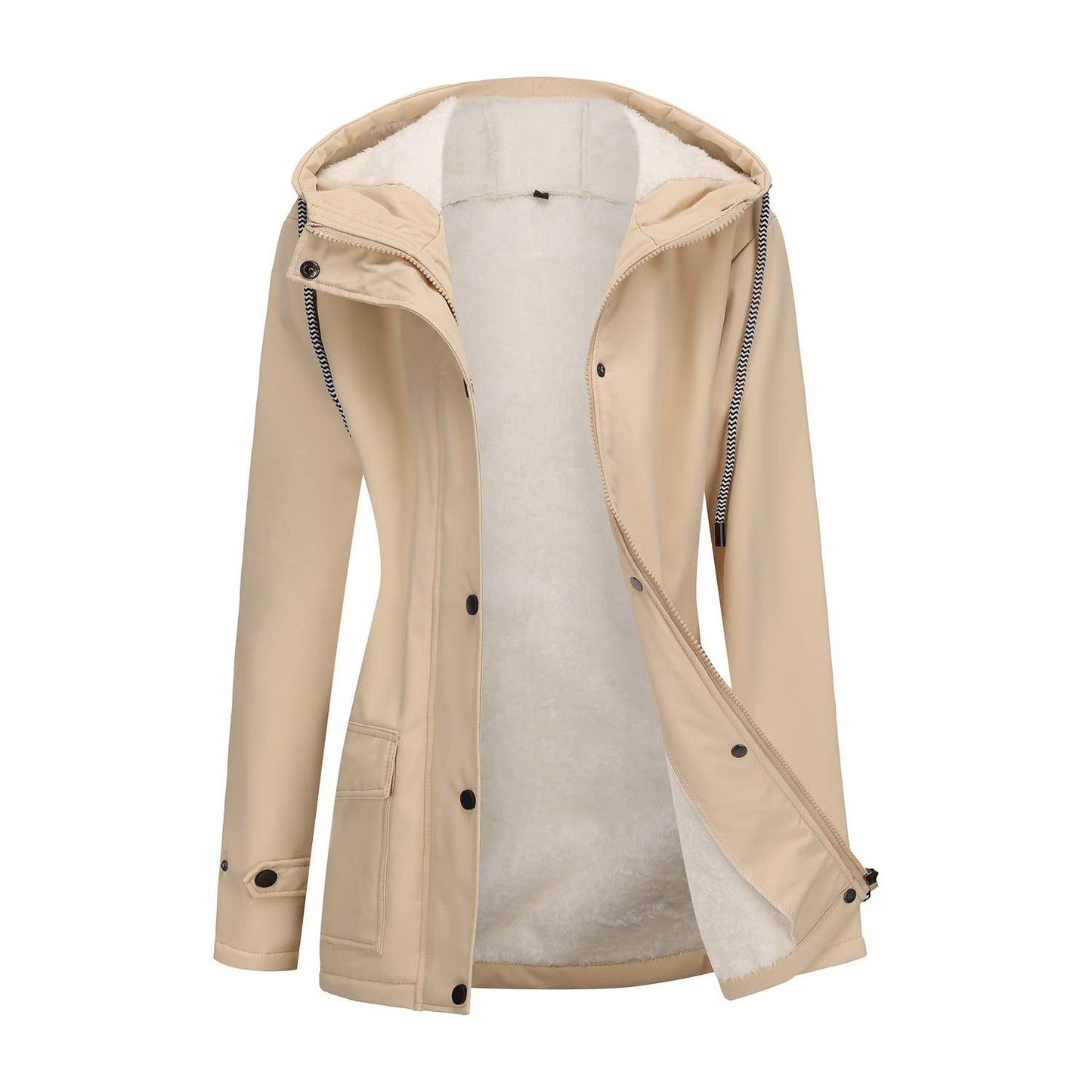 Composite fleece waterproof hooded jacket