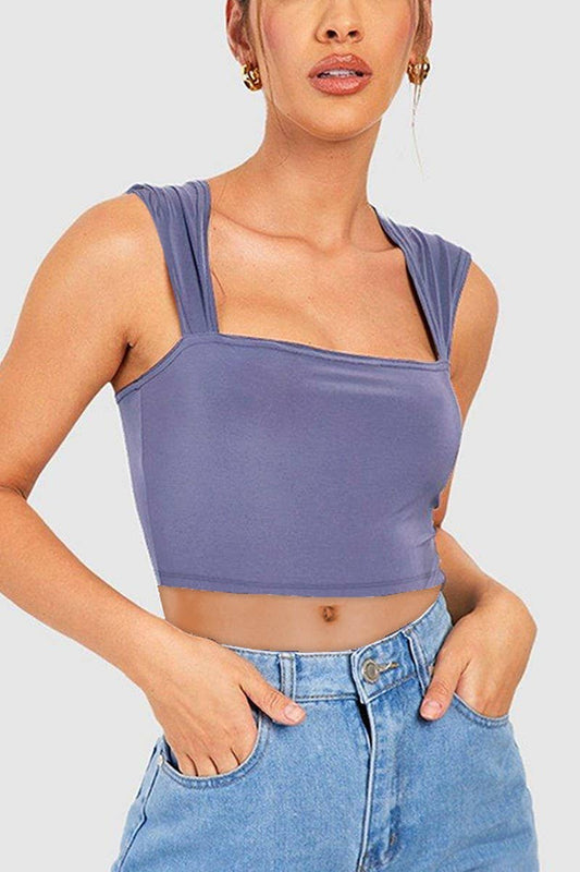 CWTTK0841_SLIM FIT NAVEL-EXPOSED SLEEVELESS TANK TOP