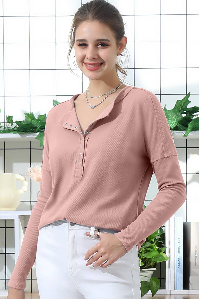 CWTTL1004_SOLID BUTTON DOWN LONG SLEEVE TUNIC LOOSE FIT TOP