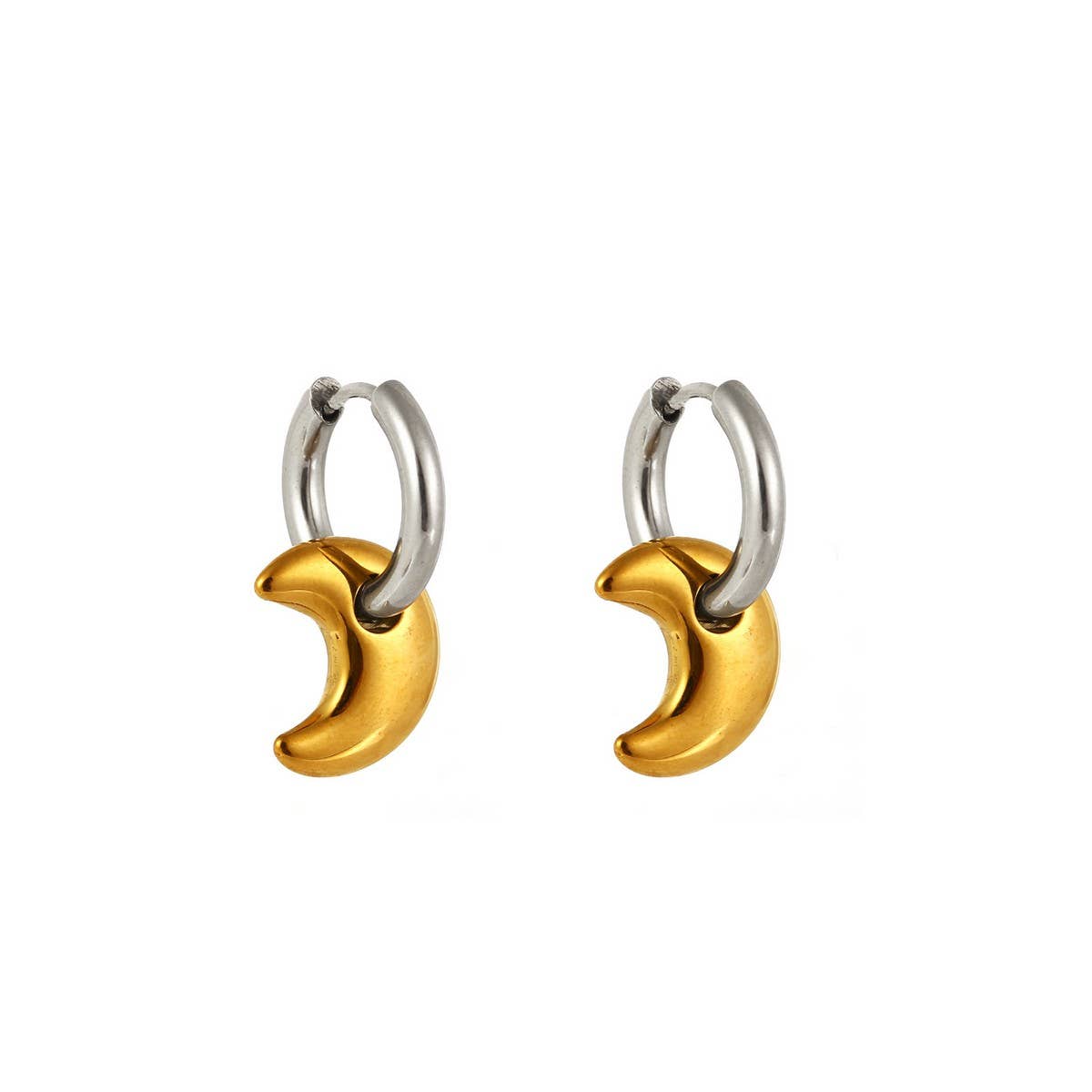 Elegant 18K Steel Star & Moon Hoop Earrings