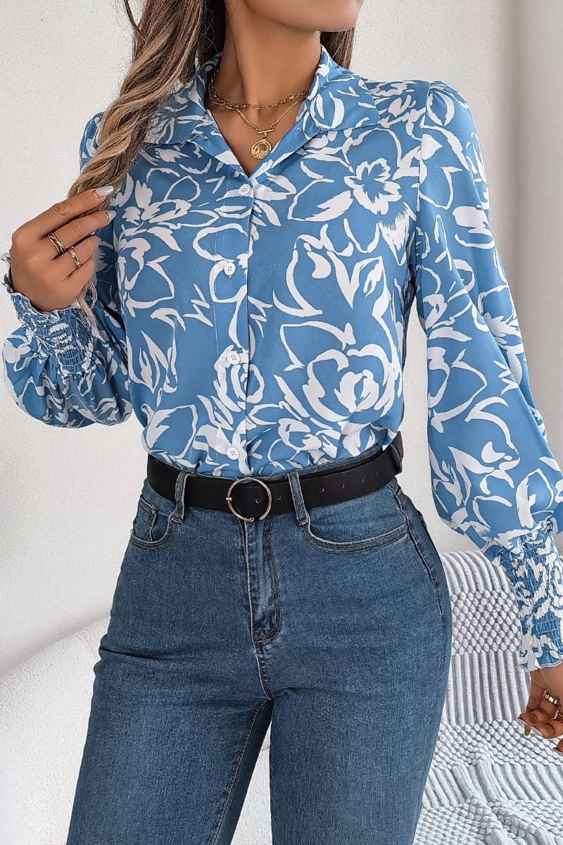 CWTSTL1510_AUTUMN LONG SLEEVE FLORAL PRINT SHIRT TOP