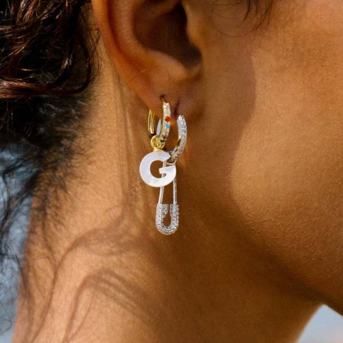 Fashionable Design Paperclip Zirconia Earrings