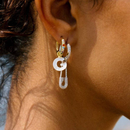 Fashionable Design Paperclip Zirconia Earrings