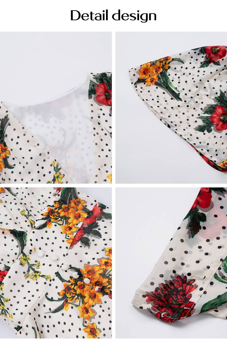 Boho Deep V Neck Chiffon Floral Mini Dress