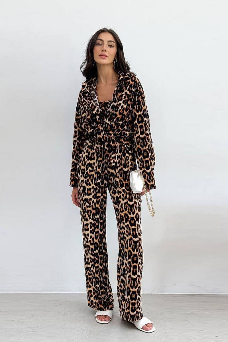 CWSPJ0413_LEOPARD PRINT COMFY THREE PIECE PAJAMA SET