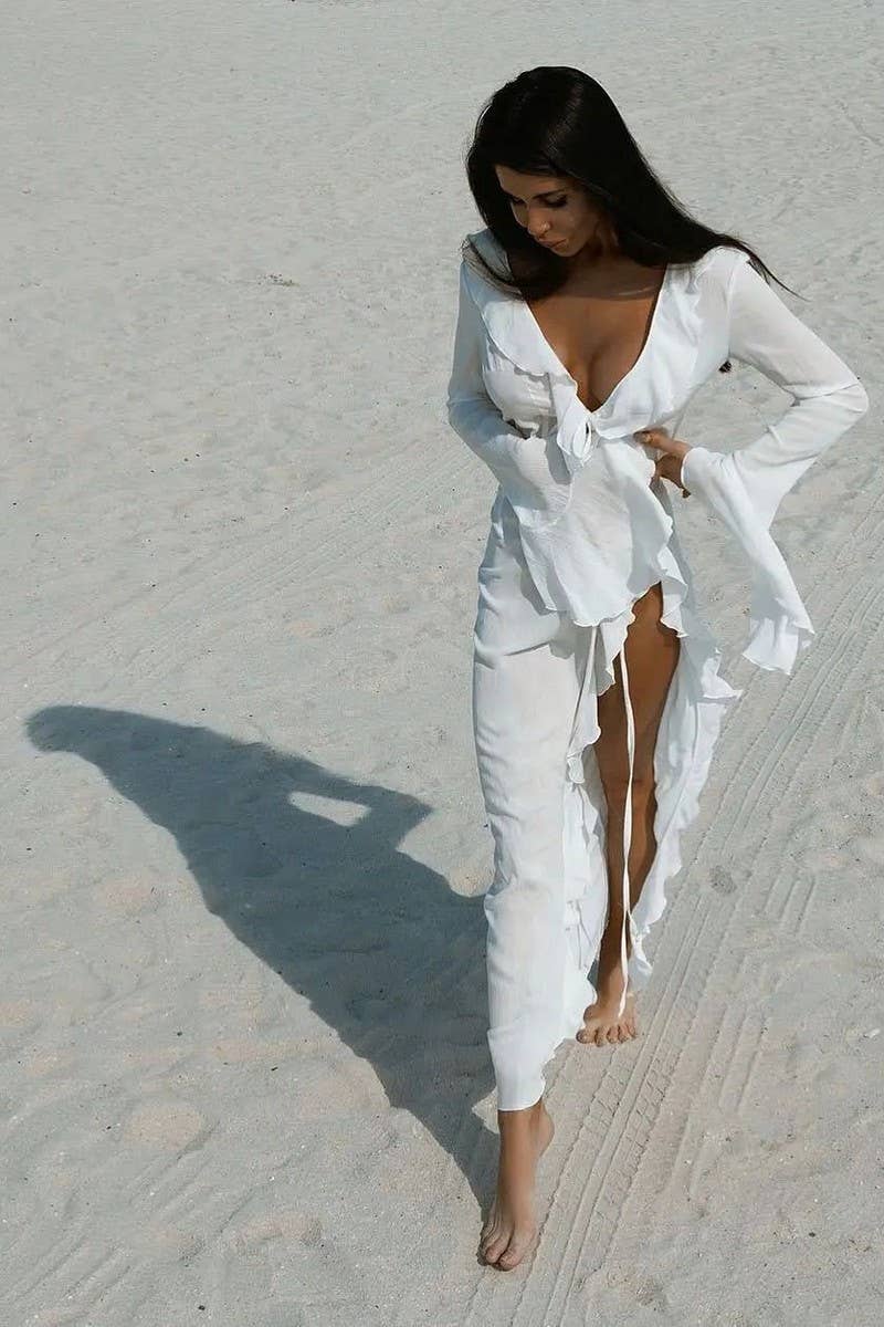 CWDMD6398_SUMMER LACE CARDIGAN BEACH BIKINI SEXY DRESS