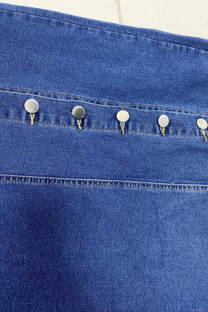 CWBMS0450_HIGH WAIST BUTTON SPLIT BODYCON DENIM SKIRT