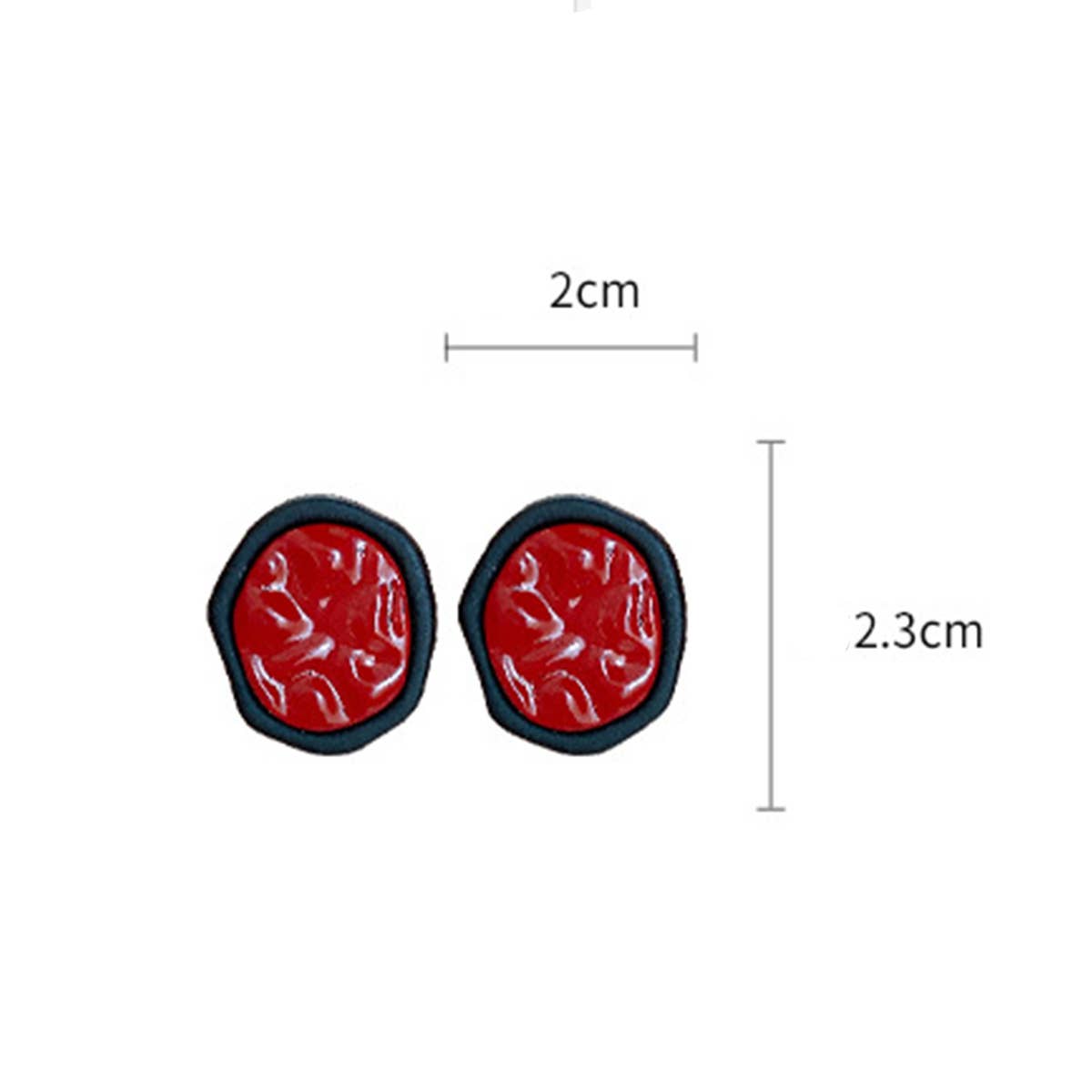 VINTAGE RED PLEATED OVAL EARRINGS
