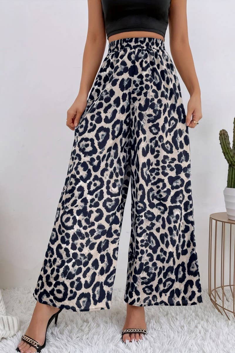 CWBLP2070_LEOPARD PRINT ELASTIC WAIST WIDE LEG PANTS