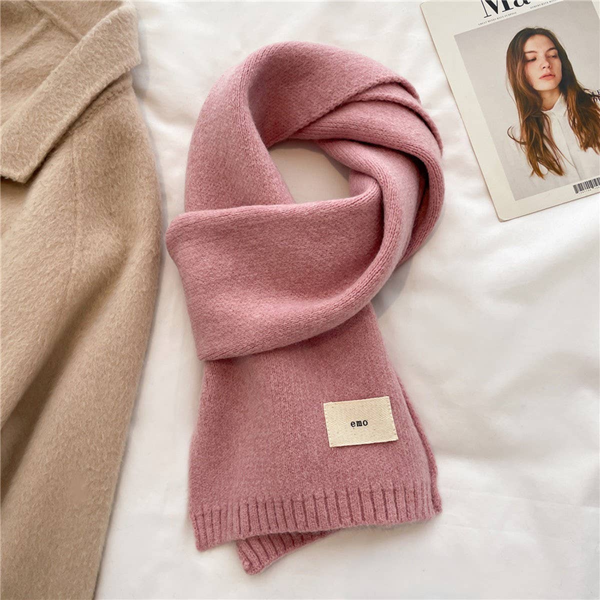 Solid Knit Scarf - Candy Color Wrap for Students_CWASC0975