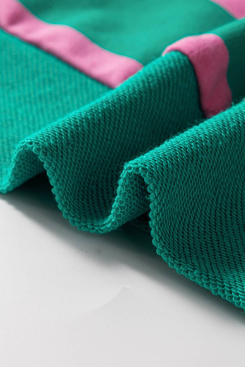 CONTRASTING COLORS STRIPED PATCHWORK HOODIE