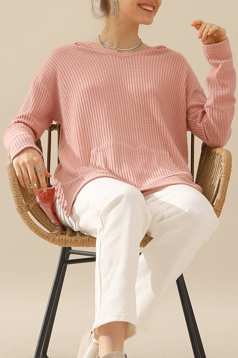 CWTTL1096_HOODIE AND POCKET PULLOVER V NECK SWEATER KNIT TO
