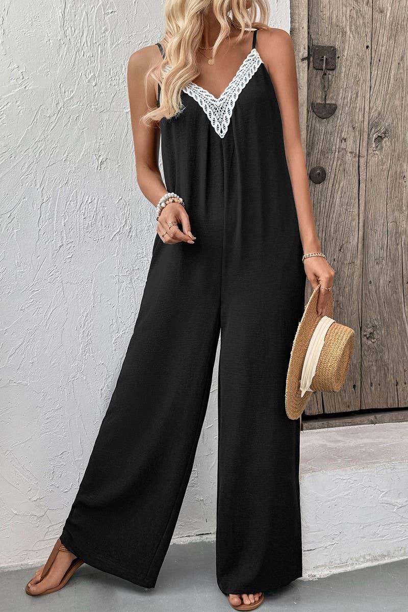 CWSJS1674_LACE-TRIM PATCHWORK CAMI WIDE LEG JUMPSUIT