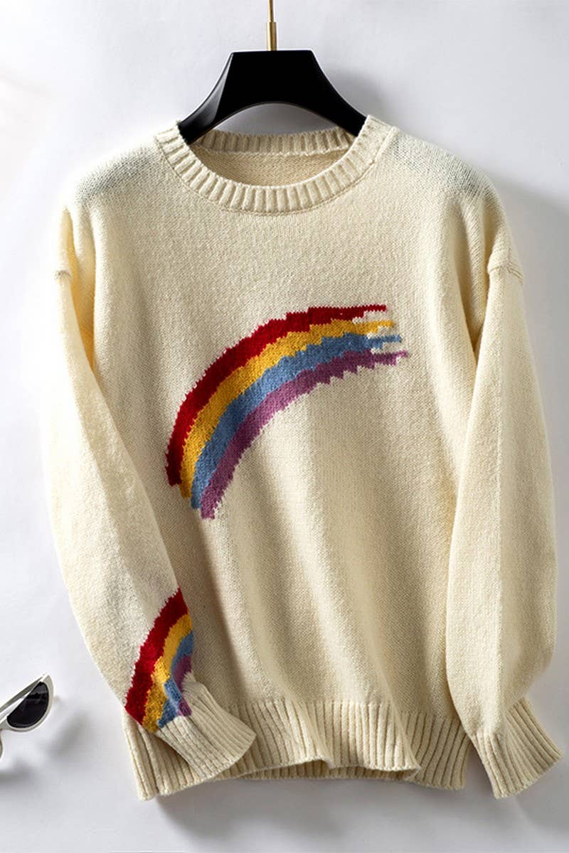 CWOSWL2933_RAINBOW STRIPED JACQUARD-KNIT SWEATER
