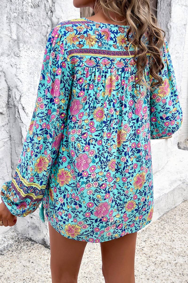 CWTTL2065_SPRING AND SUMMER V-NECK CONTRAST LOOSE SHIRT