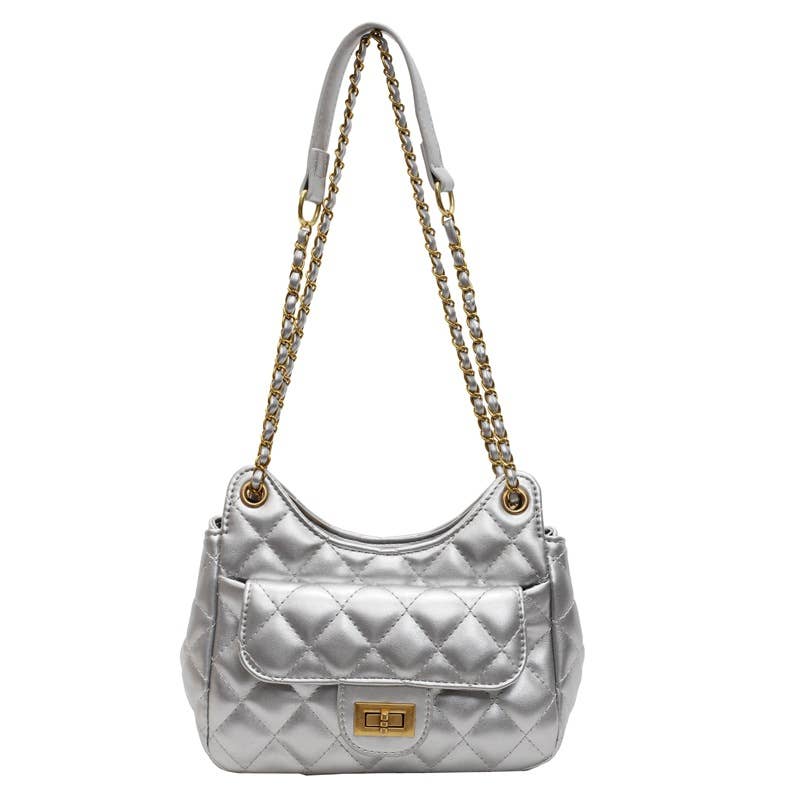 Diamond-shaped chain underarm bag